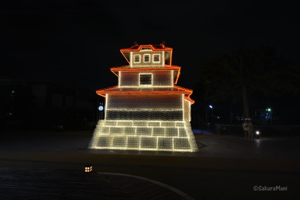 Model of Morioka Castle built with plastic bottles